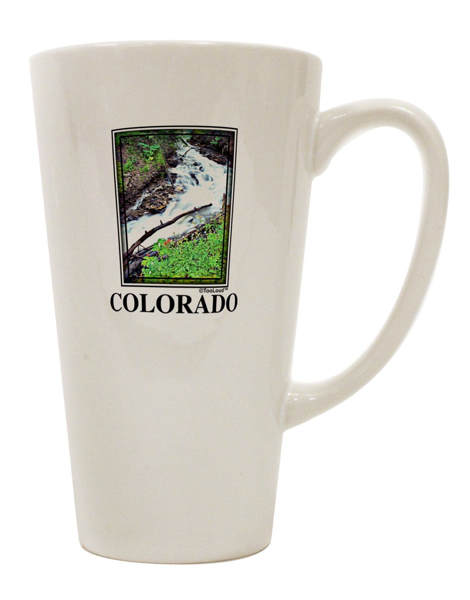 Colorado White River Text 16 Ounce Conical Latte Coffee Mug - Crafted for the Discerning Coffee Connoisseur-Conical Latte Mug-TooLoud-White-Davson Sales