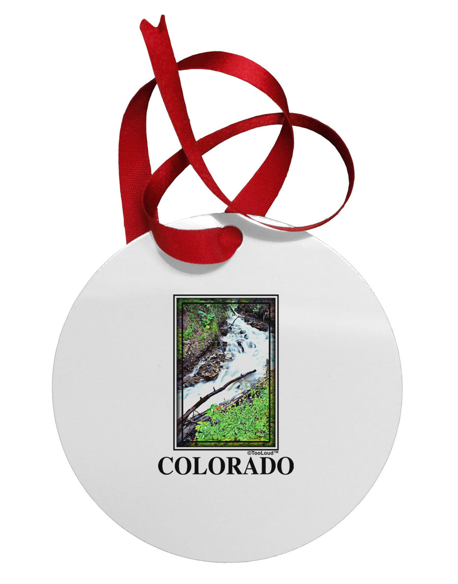 Colorado White River Text Circular Metal Ornament-Ornament-TooLoud-White-Davson Sales