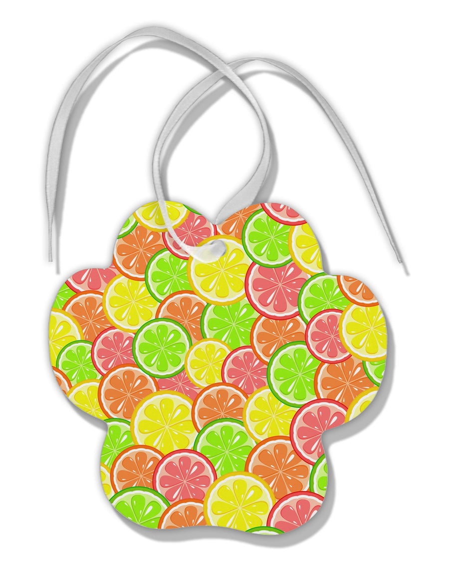 Colorful Citrus Fruits Paw Print Shaped Ornament All Over Print-Ornament-TooLoud-White-Davson Sales