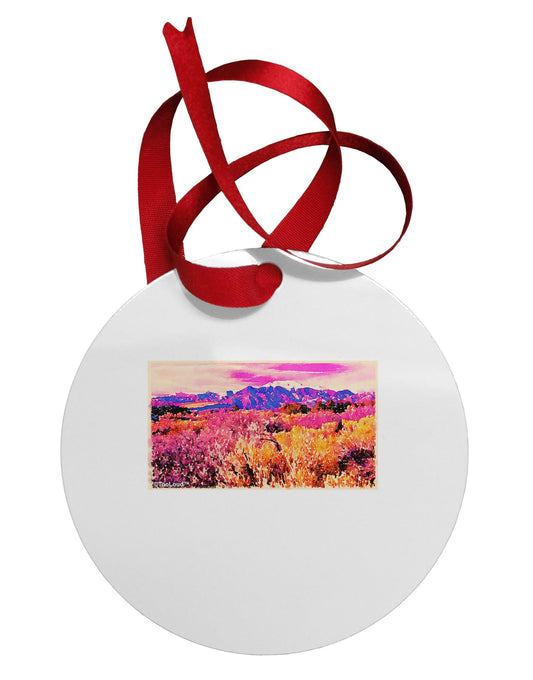 Colorful Colorado Mountains Circular Metal Ornament by TooLoud-Ornament-TooLoud-White-Davson Sales