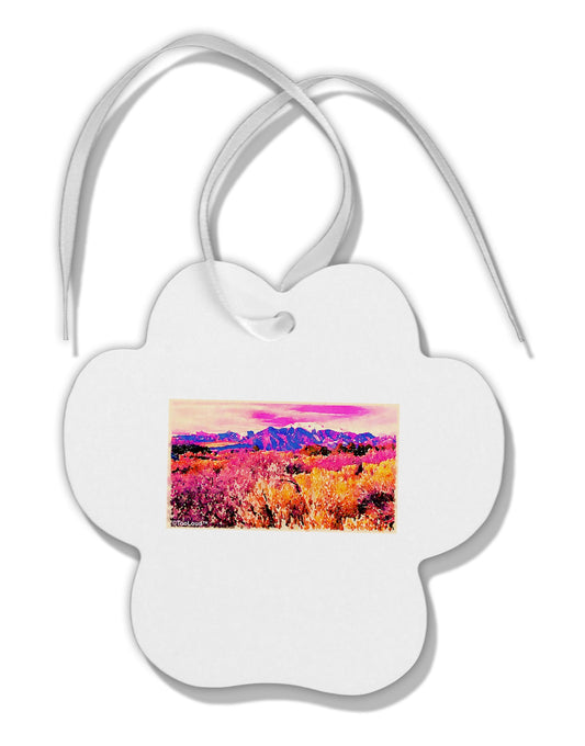 Colorful Colorado Mountains Paw Print Shaped Ornament by TooLoud-Ornament-TooLoud-White-Davson Sales