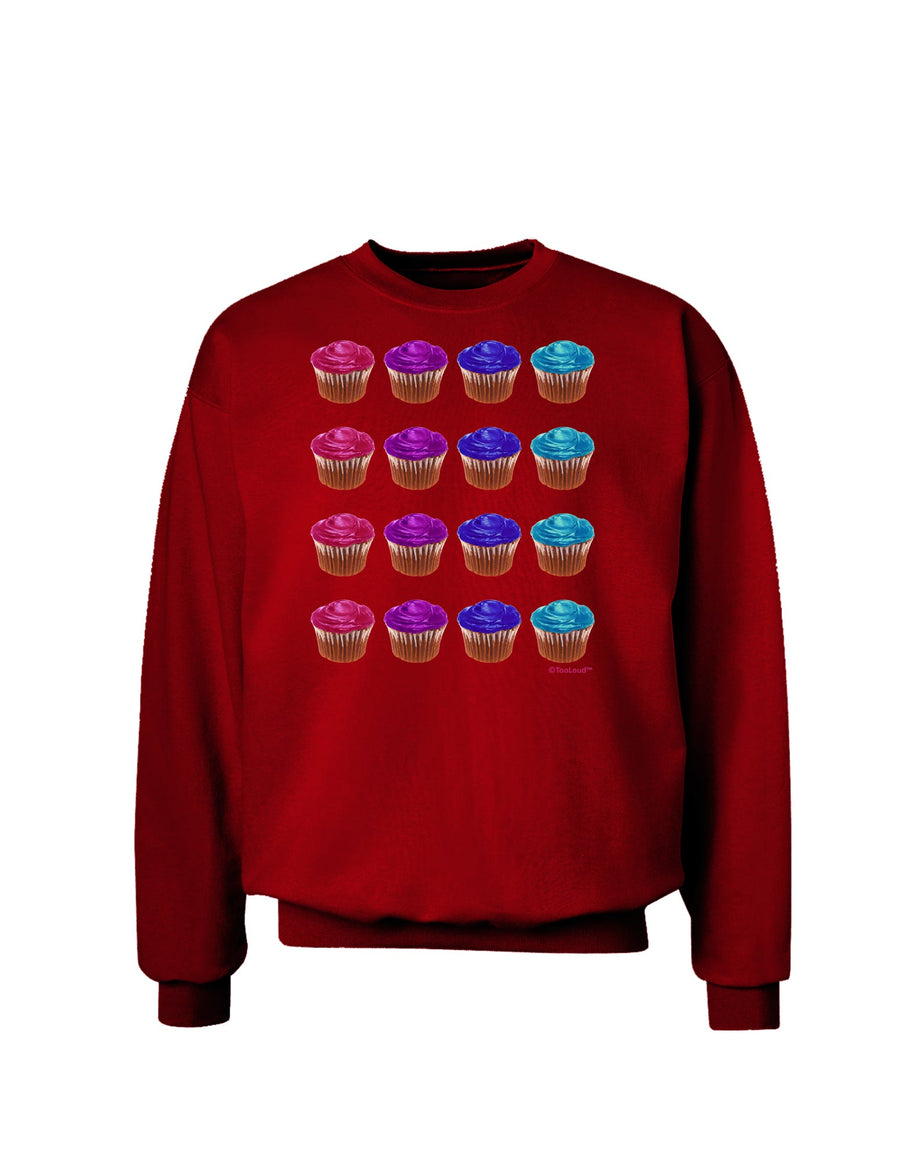 Colorful Cupcake Pattern Adult Dark Sweatshirt by TooLoud-TooLoud-Black-Small-Davson Sales