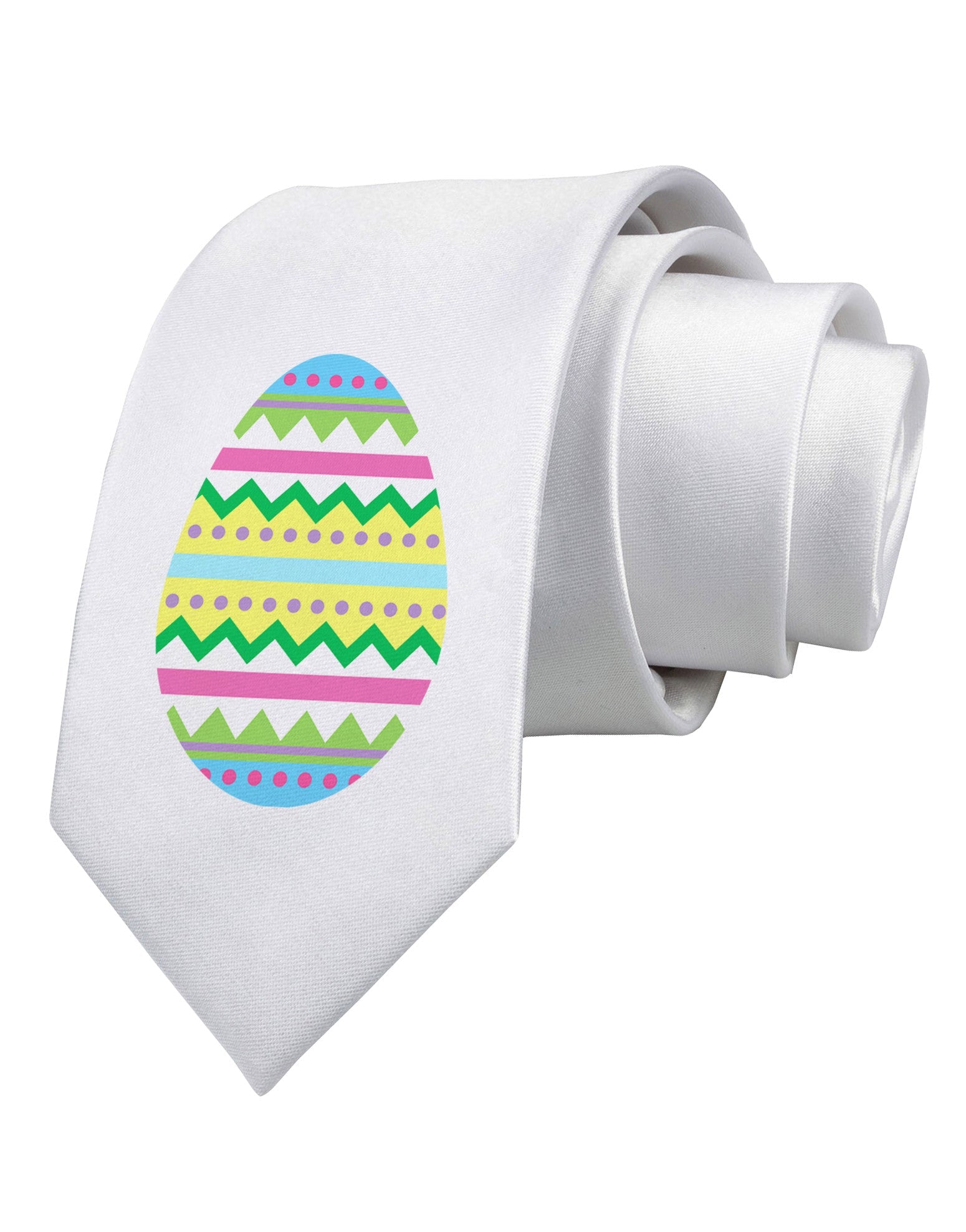 Colorful Easter Egg Printed White Necktie