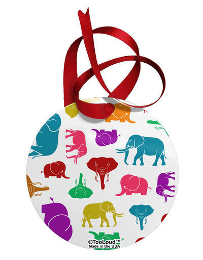 Colorful Elephants AOP Circular Metal Ornament All Over Print-Ornament-TooLoud-White-Davson Sales