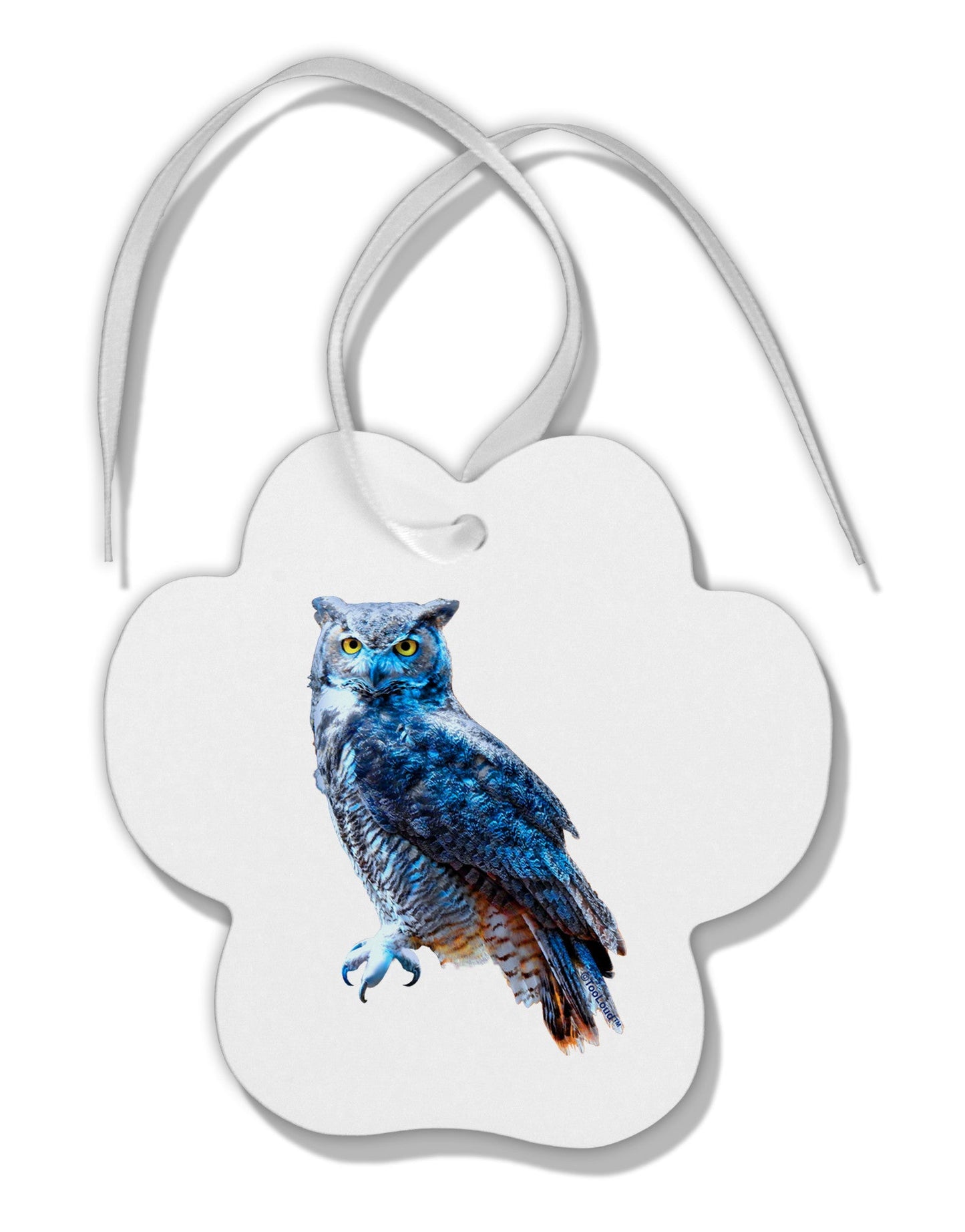 Colorful Great Horned Owl Paw Print Shaped Ornament-Ornament-TooLoud-White-Davson Sales