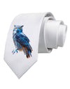 Colorful Great Horned Owl Printed White Necktie