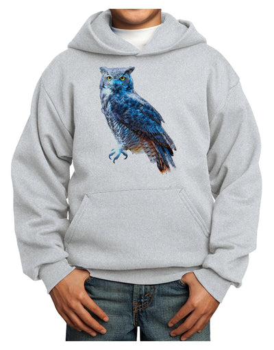 Colorful Great Horned Owl Youth Hoodie Pullover Sweatshirt-Youth Hoodie-TooLoud-Ash-XS-Davson Sales