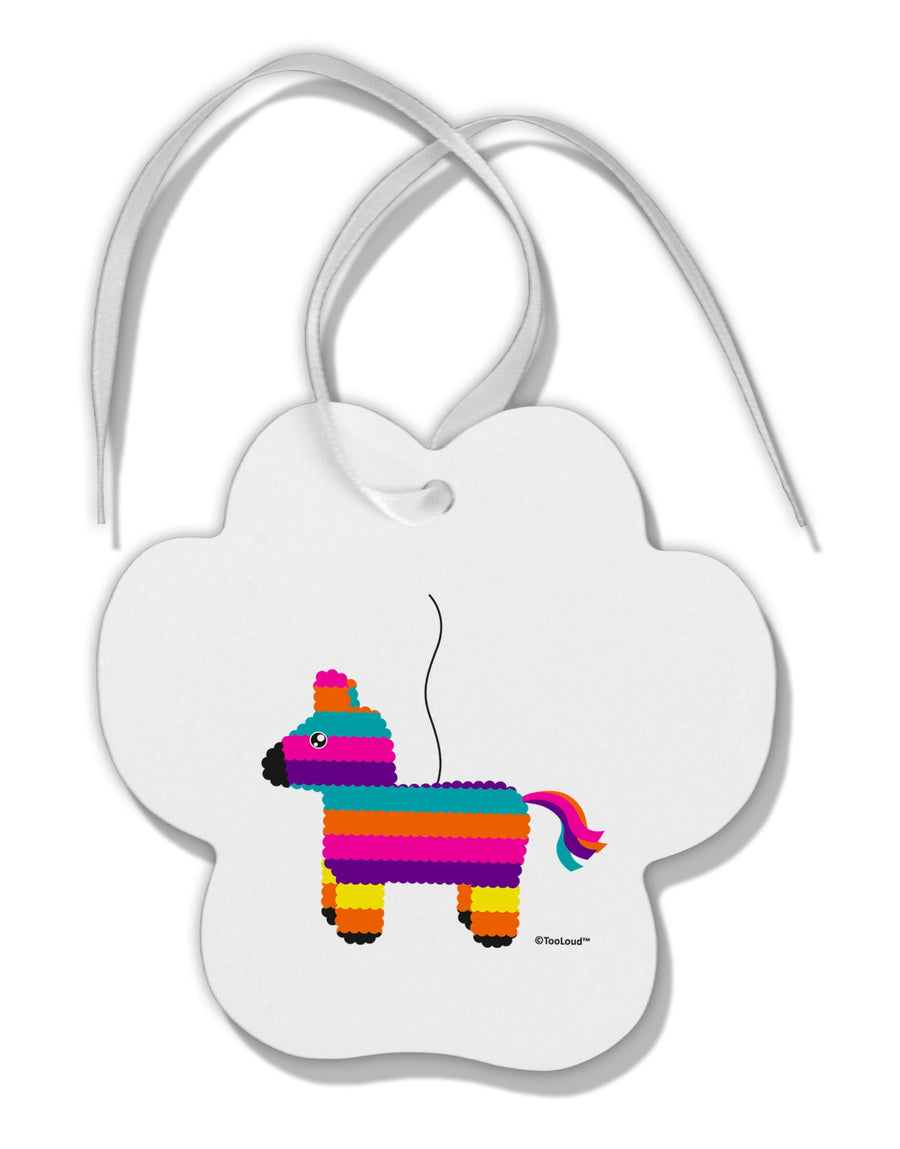 Colorful Hanging Pinata Design Paw Print Shaped Ornament by TooLoud-Ornament-TooLoud-White-Davson Sales