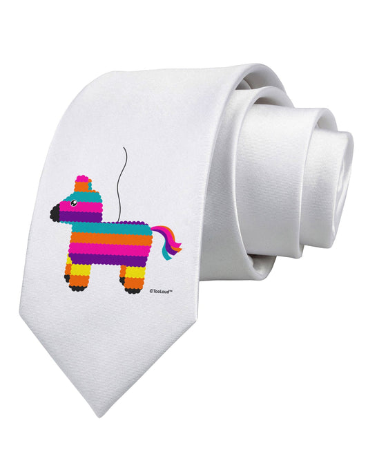 Colorful Hanging Pinata Design Printed White Necktie by TooLoud