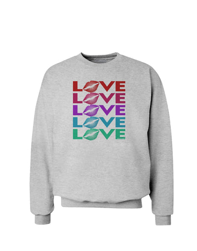 Colorful Love Kisses Sweatshirt-Sweatshirts-TooLoud-AshGray-Small-Davson Sales