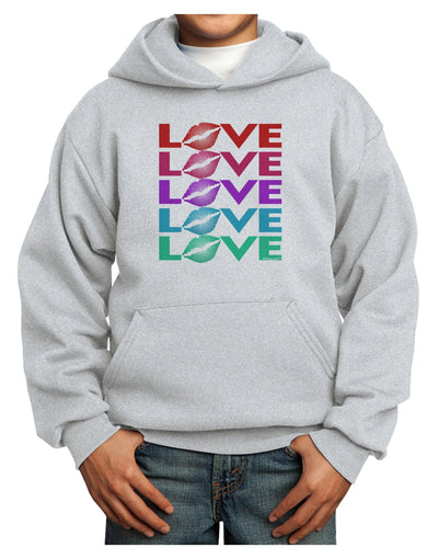 Colorful Love Kisses Youth Hoodie Pullover Sweatshirt-Youth Hoodie-TooLoud-Ash-XS-Davson Sales