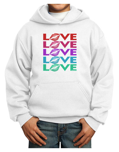 Colorful Love Kisses Youth Hoodie Pullover Sweatshirt-Youth Hoodie-TooLoud-White-XS-Davson Sales