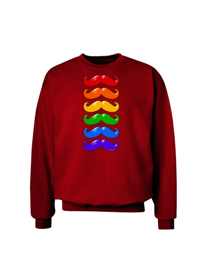 Colorful Rainbow Mustaches Adult Dark Sweatshirt-Sweatshirts-TooLoud-Deep-Red-Small-Davson Sales