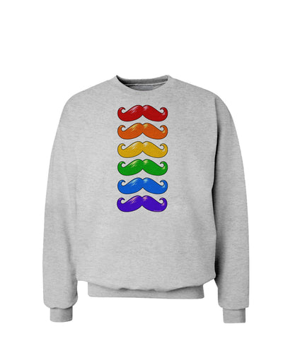 Colorful Rainbow Mustaches Sweatshirt-Sweatshirts-TooLoud-AshGray-Small-Davson Sales