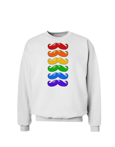 Colorful Rainbow Mustaches Sweatshirt-Sweatshirts-TooLoud-White-Small-Davson Sales