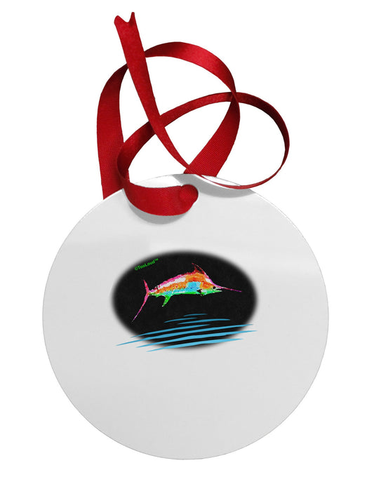Colorful Swordfish Watercolor Circular Metal Ornament-Ornament-TooLoud-White-Davson Sales