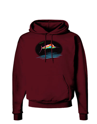 Colorful Swordfish Watercolor Dark Hoodie Sweatshirt-Hoodie-TooLoud-Maroon-Small-Davson Sales