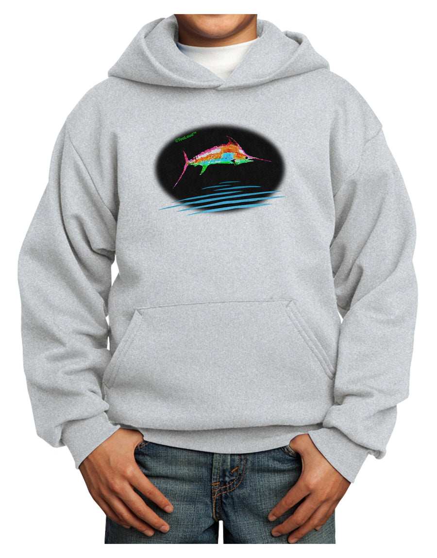 Colorful Swordfish Watercolor Youth Hoodie Pullover Sweatshirt-Youth Hoodie-TooLoud-White-XS-Davson Sales