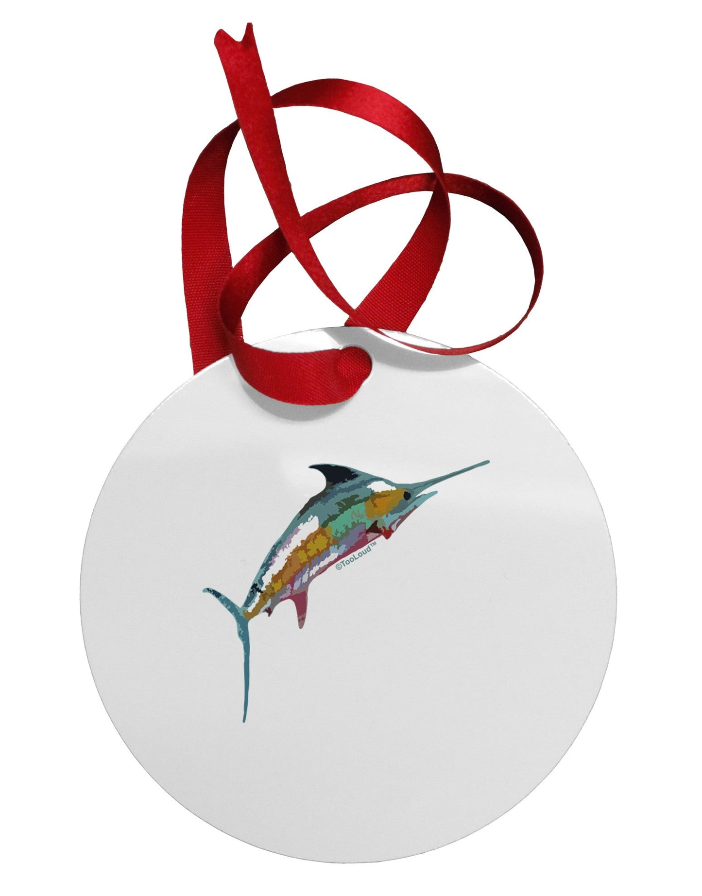 Colorful Vector Swordfish Circular Metal Ornament-Ornament-TooLoud-White-Davson Sales