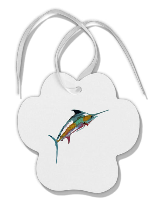 Colorful Vector Swordfish Paw Print Shaped Ornament-Ornament-TooLoud-White-Davson Sales