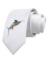 Colorful Vector Swordfish Printed White Necktie