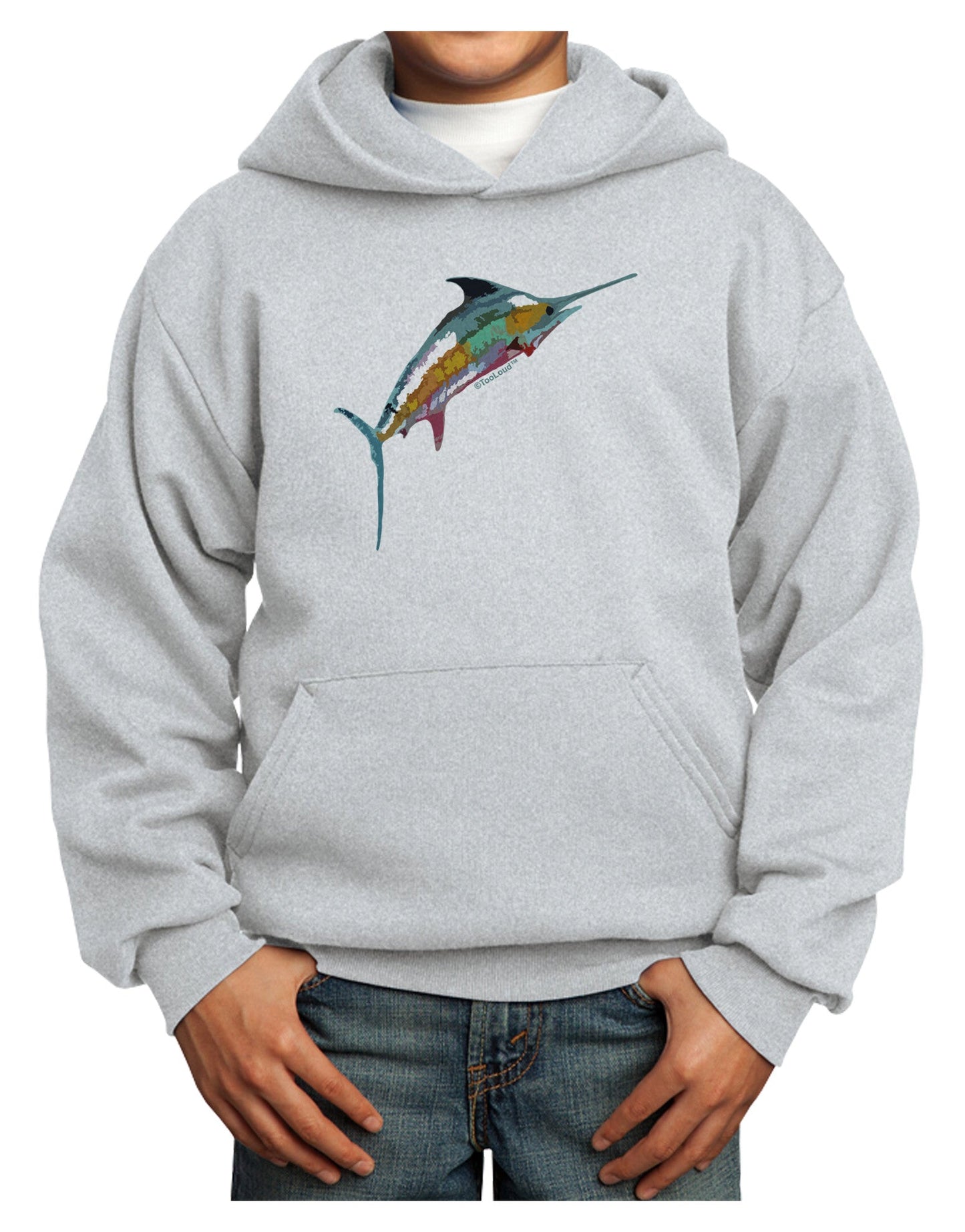 Colorful Vector Swordfish Youth Hoodie Pullover Sweatshirt-Youth Hoodie-TooLoud-Ash-XS-Davson Sales