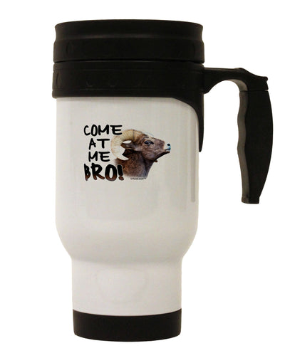 Come At Me Bro Big Horn Stainless Steel 14oz Travel Mug-Travel Mugs-TooLoud-White-Davson Sales