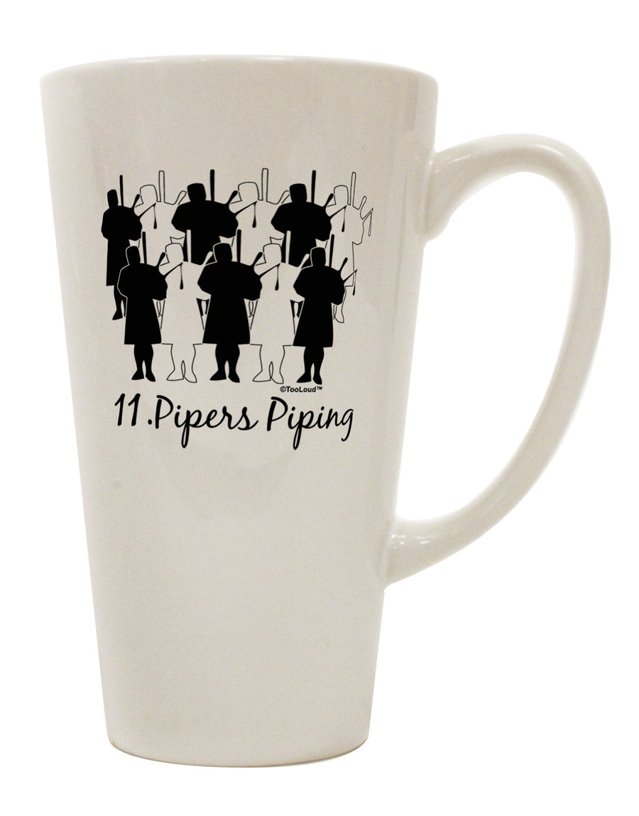 Conical Latte Coffee Mug - Expertly Crafted for Eleven Pipers Piping - TooLoud-Conical Latte Mug-TooLoud-White-Davson Sales