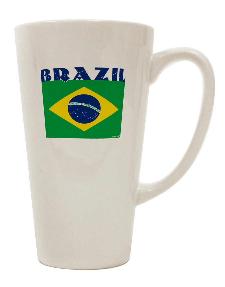 Conical Latte Coffee Mug - Showcasing the Vibrant Brazil Flag Design - TooLoud-Conical Latte Mug-TooLoud-White-Davson Sales