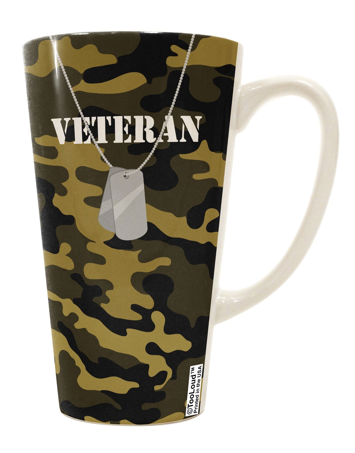 Conical Latte Coffee Mug with All Over Print - Perfect for Veteran Dog Tags Enthusiasts - TooLoud-Conical Latte Mug-TooLoud-White-Davson Sales