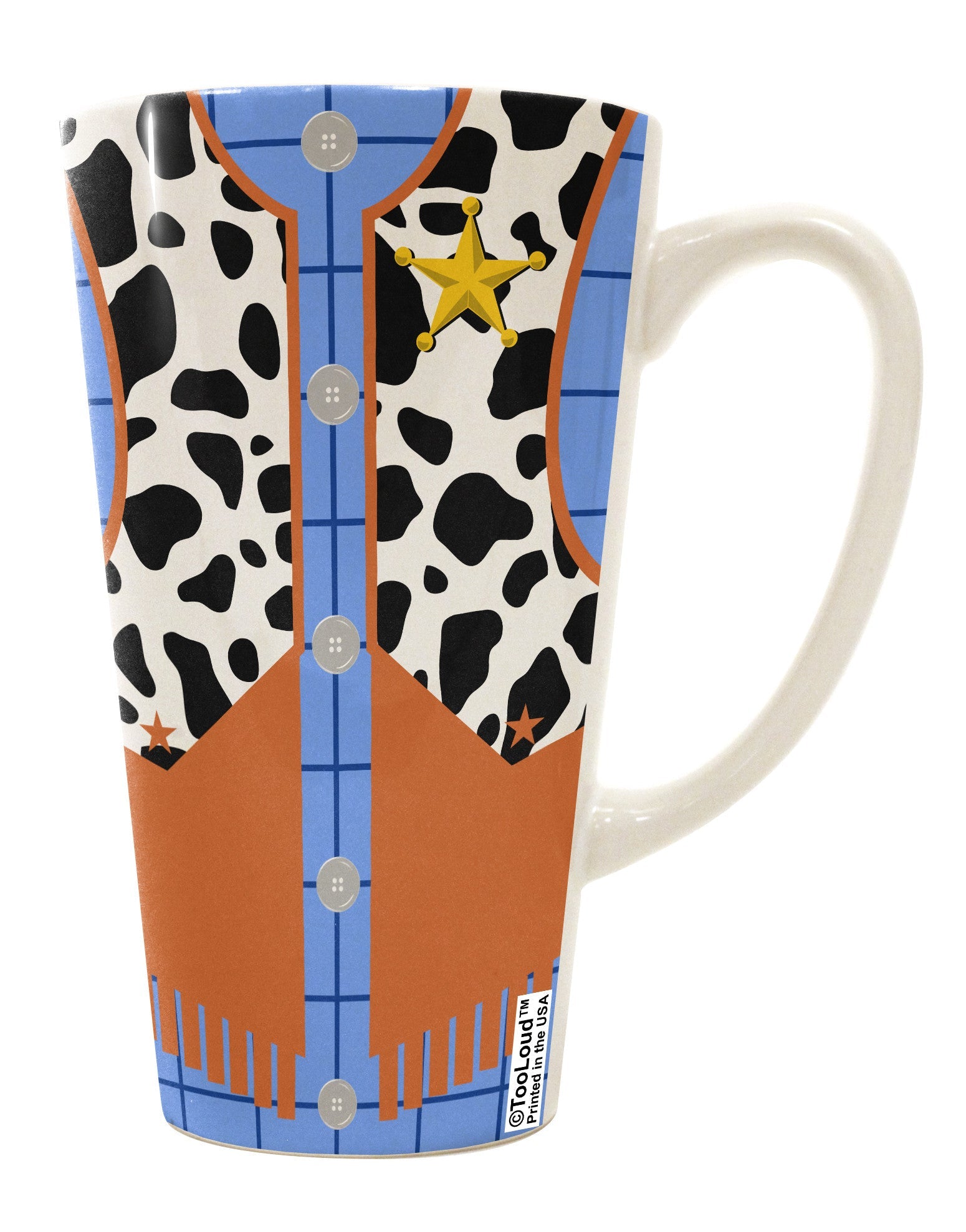 Conical Latte Coffee Mug with Cowboy Blue AOP Design - Perfect for Coffee Enthusiasts! - TooLoud-Conical Latte Mug-TooLoud-White-Davson Sales