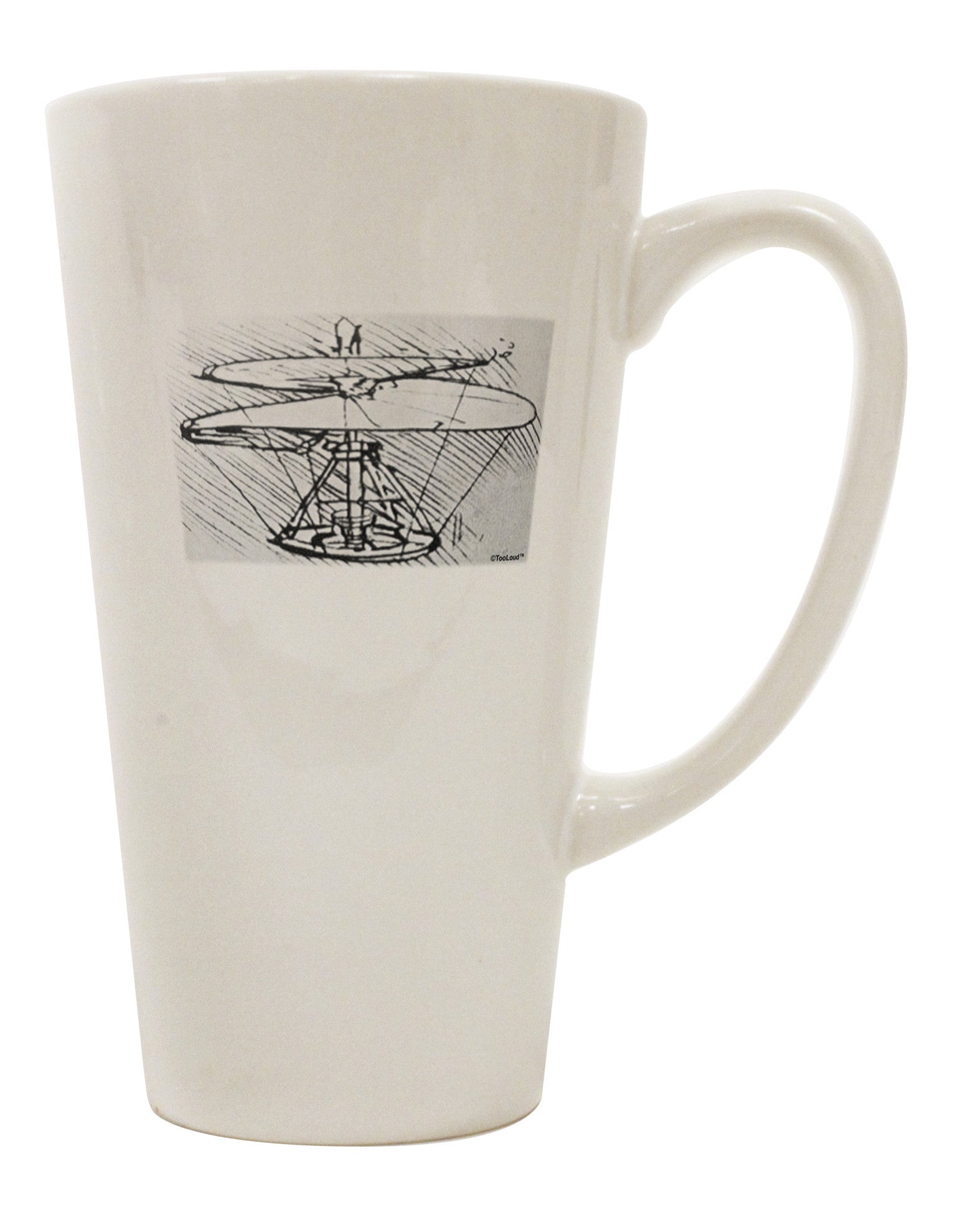 Conical Latte Coffee Mug with Helicopter Sketch - Expertly Crafted Drinkware TooLoud-Conical Latte Mug-TooLoud-White-Davson Sales