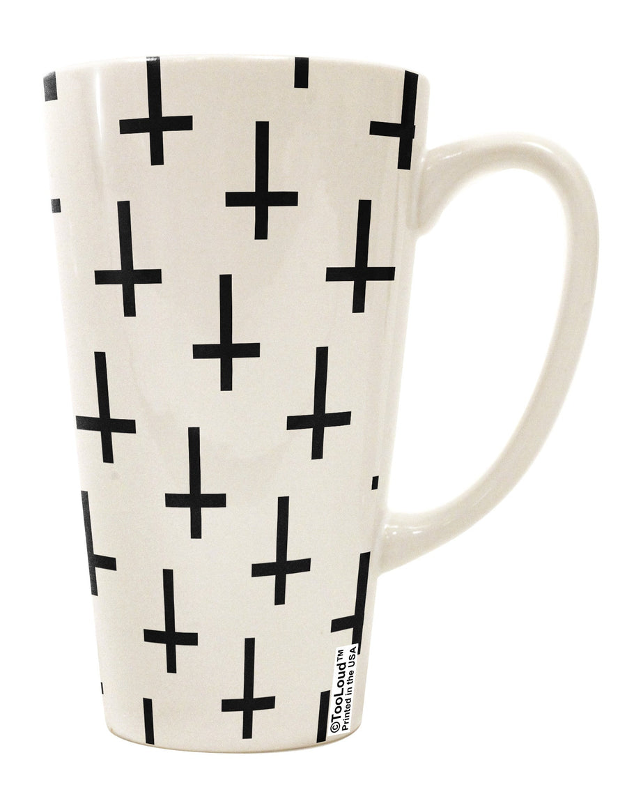 Conical Latte Coffee Mug with Inverted Crosses Design - Perfect for Coffee Enthusiasts - TooLoud-Conical Latte Mug-TooLoud-White-Davson Sales