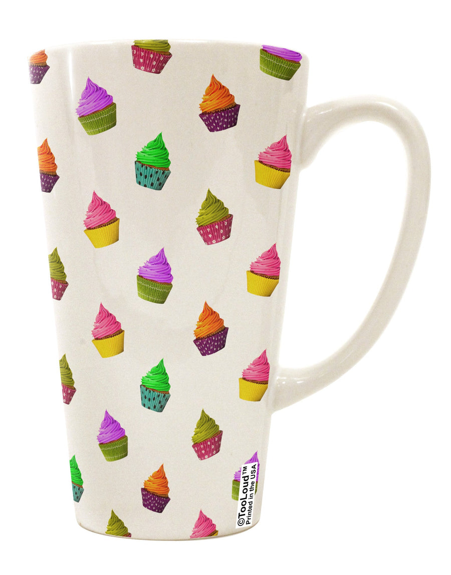 Conical Latte Coffee Mug with Real Cupcakes AOP - Perfect for Beverage Enthusiasts-Conical Latte Mug-TooLoud-White-Davson Sales