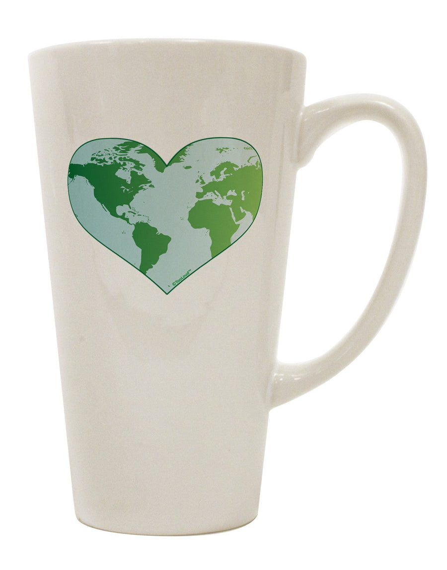 Conical Latte Coffee Mug with World Globe Heart Design - Perfect for Beverage Enthusiasts-Conical Latte Mug-TooLoud-White-Davson Sales