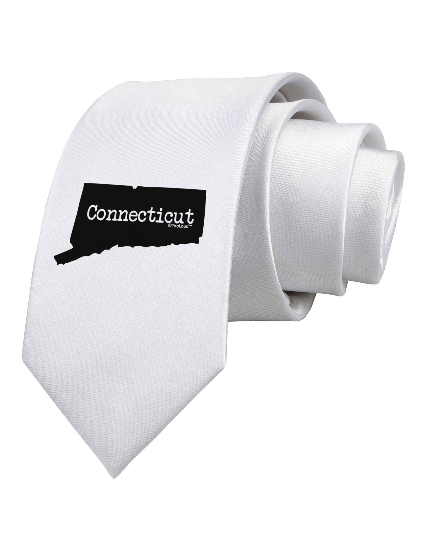 Connecticut - United States Shape Printed White Necktie by TooLoud