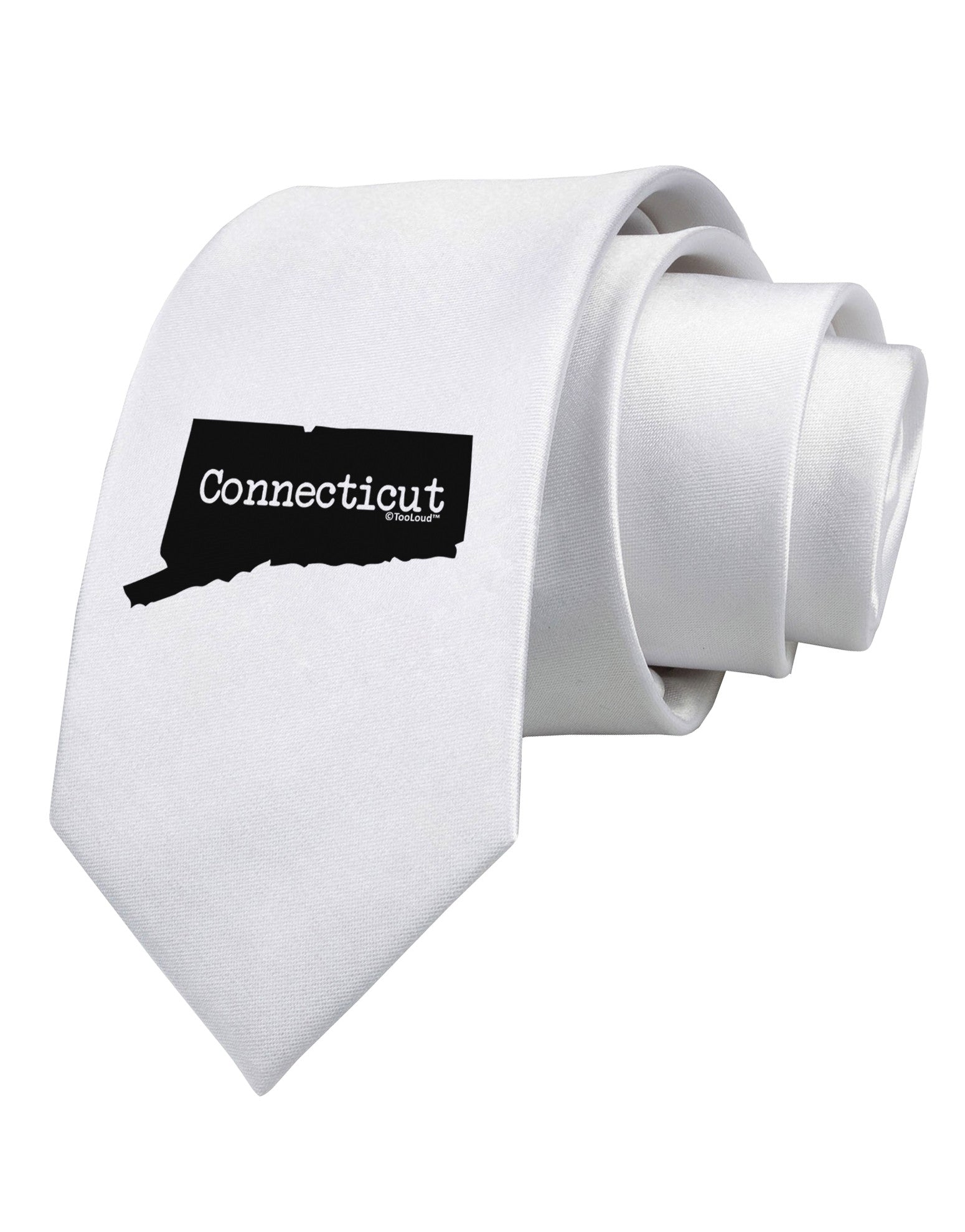 Connecticut - United States Shape Printed White Necktie by TooLoud