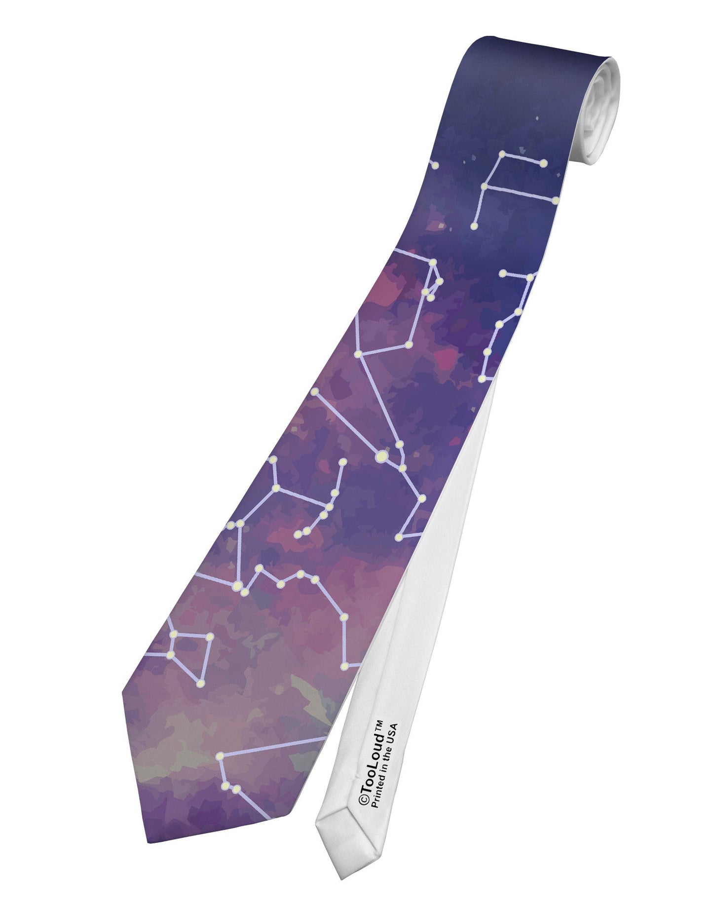 Constellations Color All Over Printed White Necktie All Over Print