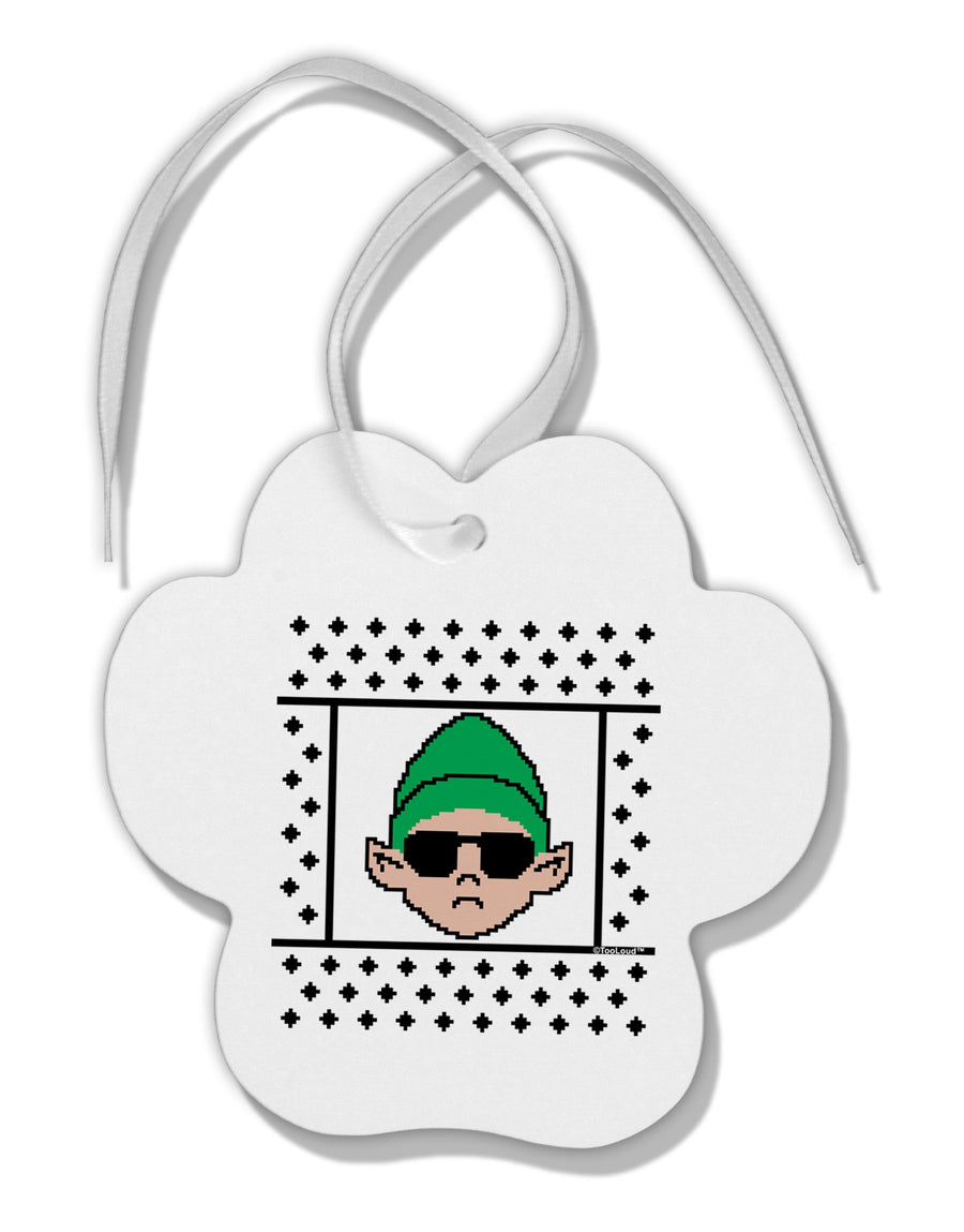 Cool Elf Christmas Sweater Paw Print Shaped Ornament-Ornament-TooLoud-White-Davson Sales