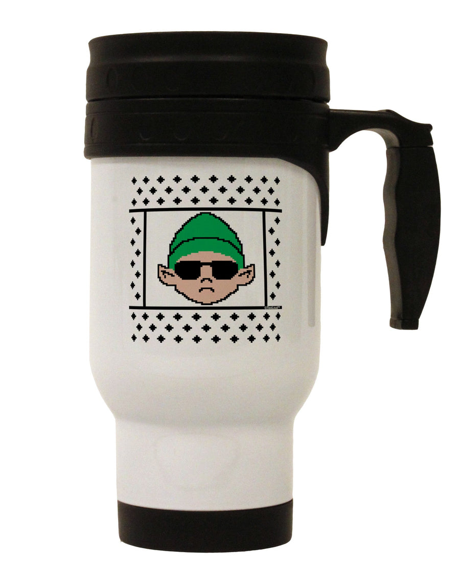 Cool Elf Christmas Sweater Stainless Steel 14oz Travel Mug-Travel Mugs-TooLoud-White-Davson Sales