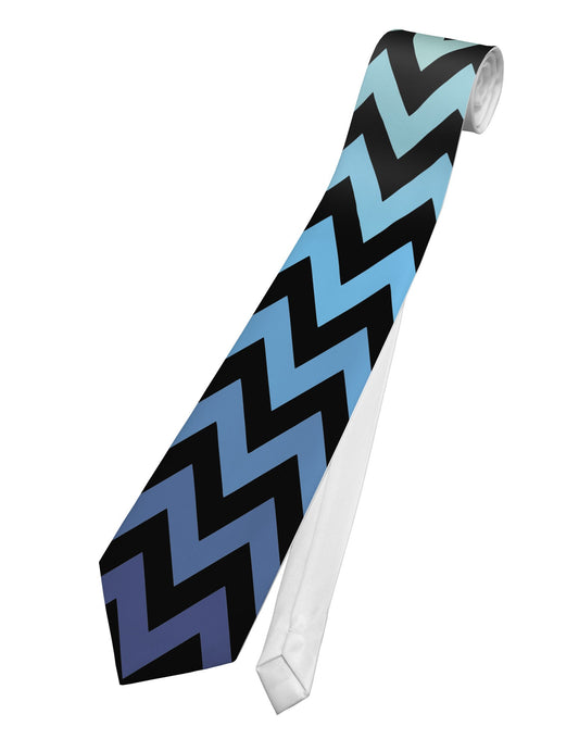 Cool Ocean Zig Zags Printed White Necktie All Over Print