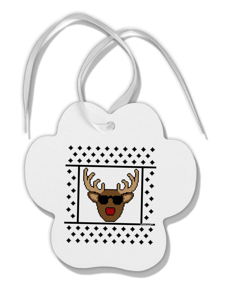 Cool Rudolph Sweater Paw Print Shaped Ornament-Ornament-TooLoud-White-Davson Sales