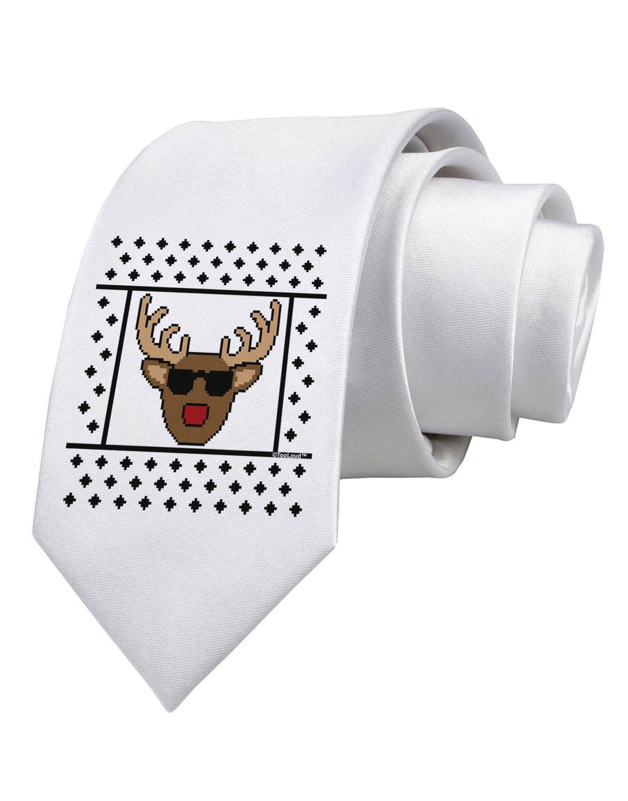 Cool Rudolph Sweater Printed White Necktie