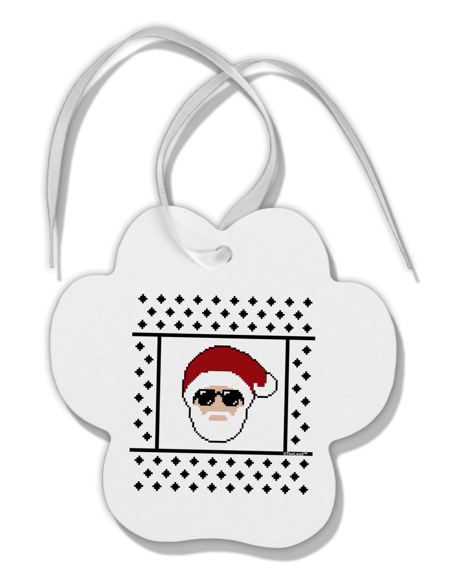 Cool Santa Christmas Sweater Paw Print Shaped Ornament-Ornament-TooLoud-White-Davson Sales