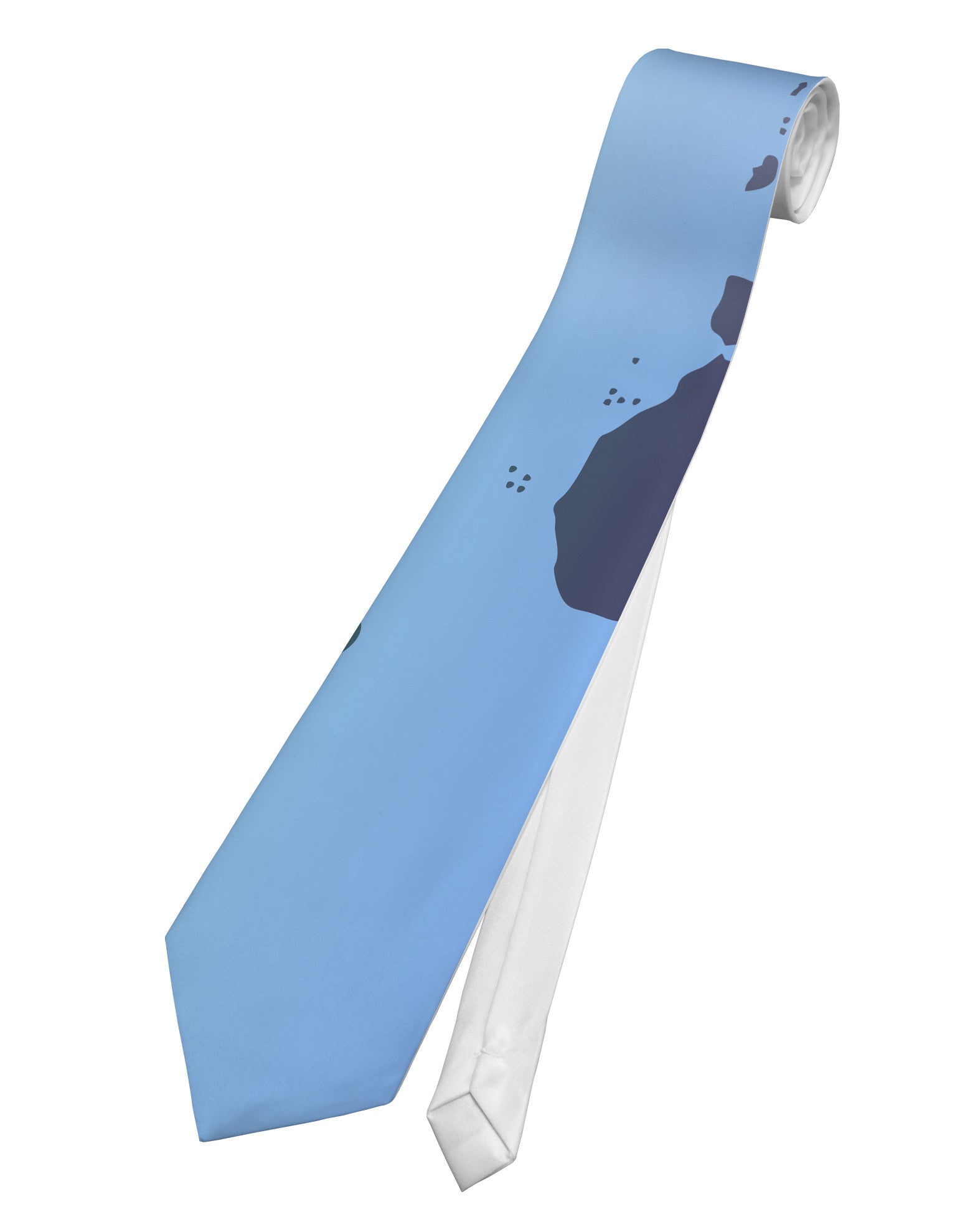 Cool World Map Design Printed White Necktie All Over Print