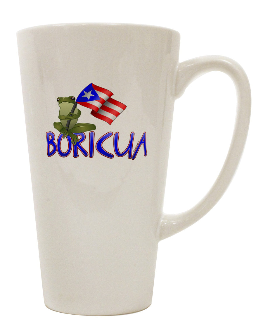 Coqui Boricua 16 oz Conical Latte Coffee Mug - Expertly Crafted Drinkware-Conical Latte Mug-TooLoud-White-Davson Sales