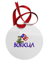 Coqui Boricua Circular Metal Ornament-Ornament-TooLoud-White-Davson Sales