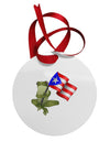 Coqui Holding Flag Circular Metal Ornament-Ornament-TooLoud-White-Davson Sales