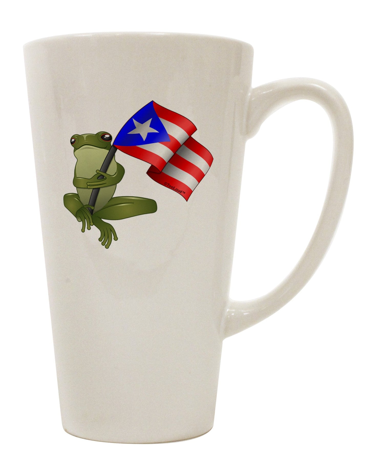 Coqui Holding Flag - Expertly Crafted 16 Ounce Conical Latte Coffee Mug - TooLoud-Conical Latte Mug-TooLoud-White-Davson Sales
