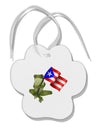 Coqui Holding Flag Paw Print Shaped Ornament-Ornament-TooLoud-White-Davson Sales